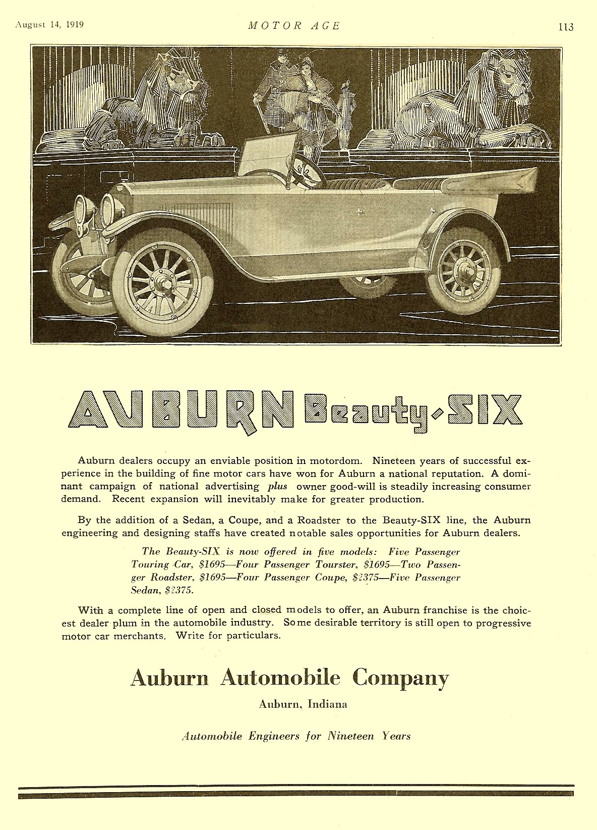 1919 Auburn Auto Advertising